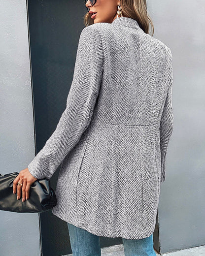 Blazer Moderne À Devant Ouvert Avec Poches Latérales Pour Femmes | Long
