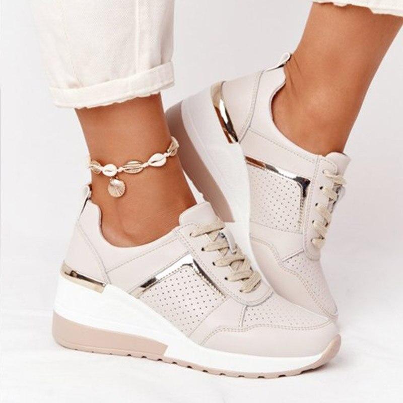 Baskets Compensées À Lacets Pour Femme | Décontractées