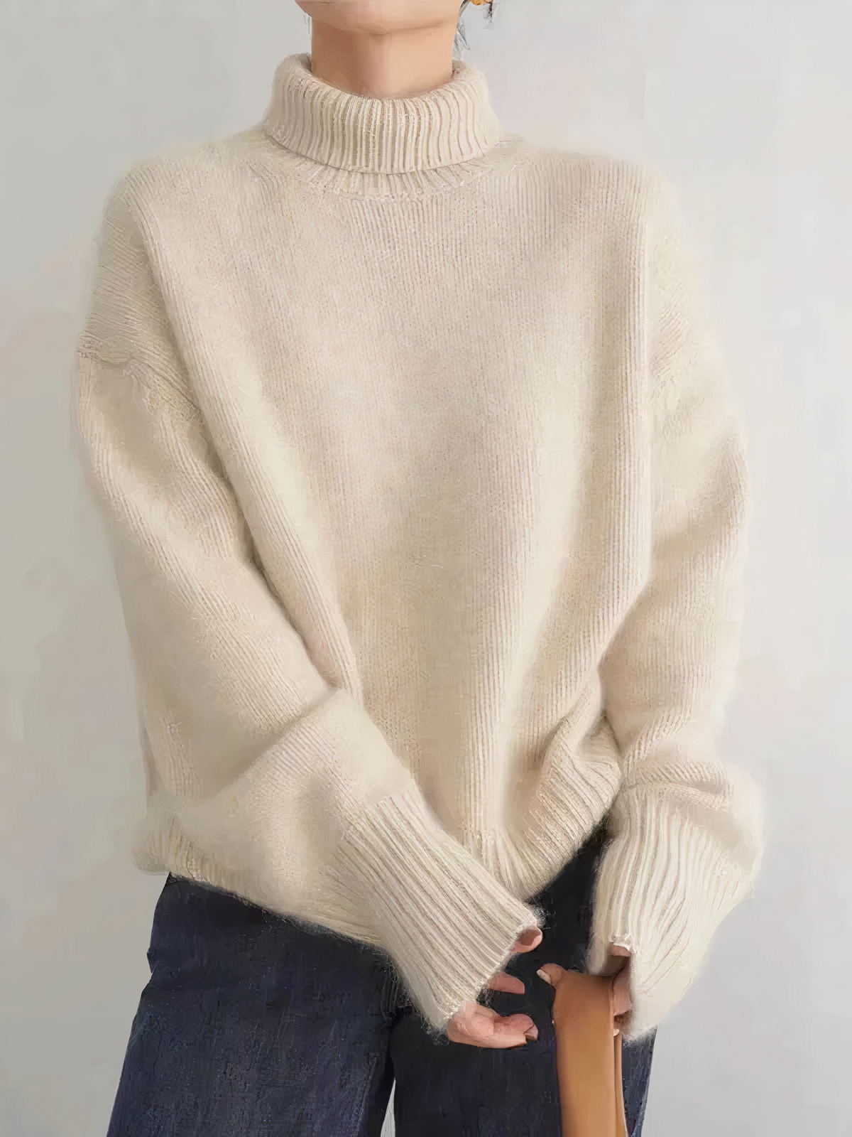 Pull Col Roulé En Cachemire À Manches Longues Pour Femme | Hiver