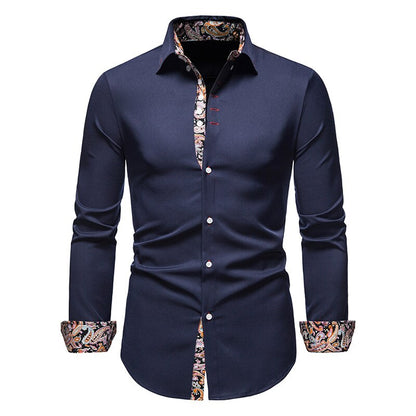 Chemise Homme Cintrée Imprimée À Manches Longues | Tendance