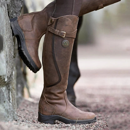 Bottes D'hiver En Cuir Style Cowboy Pour Femme | Boucle Décorative
