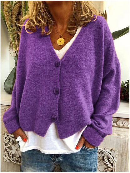 Cardigan pour femme avec col en V et manches longues | Ouverture frontale