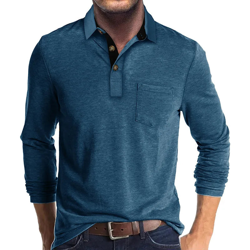 Polo À Manches Longues Pour Homme | Poche Poitrine