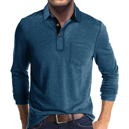 Polo À Manches Longues Pour Homme | Poche Poitrine