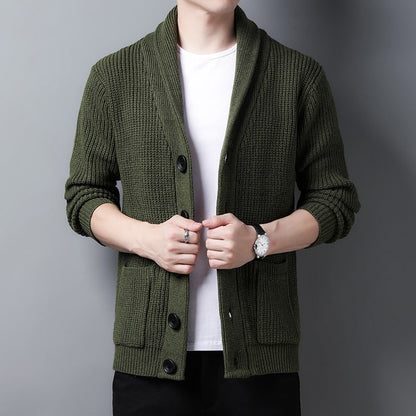 Cardigan À Manches Longues En Tricot Pour Homme | Boutonné