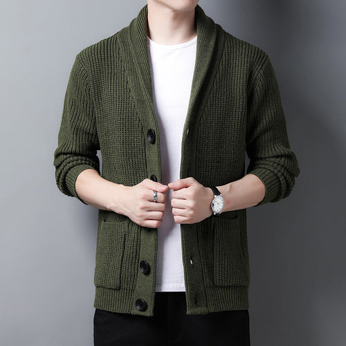 Cardigan À Manches Longues En Tricot Pour Homme | Boutonné