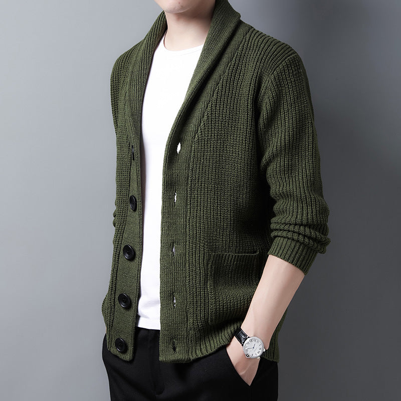 Cardigan À Manches Longues En Tricot Pour Homme | Boutonné