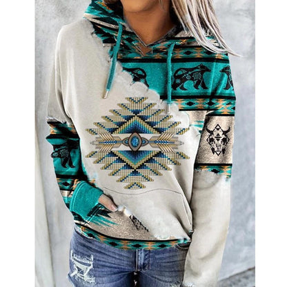 Sweat À Capuche Tendance À Imprimé Tribal Pour Femme | Hiver