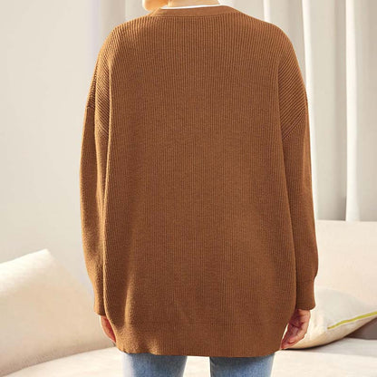 Cardigan oversize décontracté avec boutons pour femme | Col en V