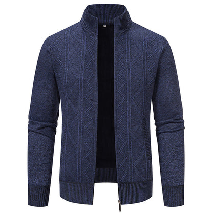 Cardigan Rayé En Maille À Col Montant | Manches Longues