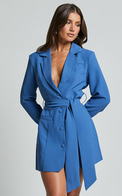 Robe Blazer Avec Ceinture Pour Femme | Manches Longues