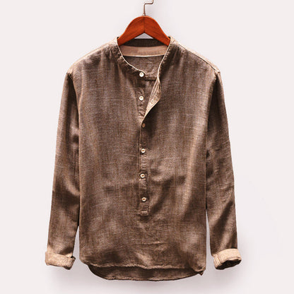Chemise Simple À Col Henley Pour Homme | Manches Longues