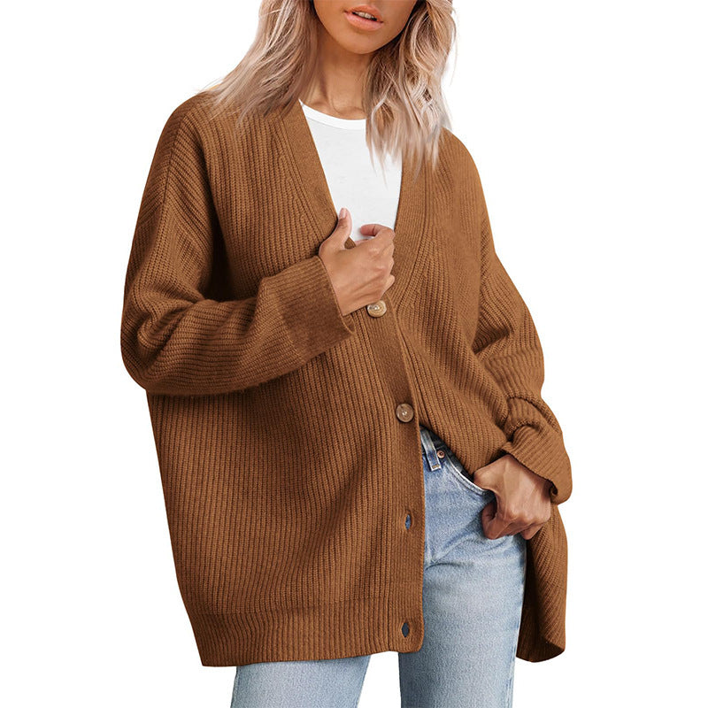 Cardigan Oversize Décontracté À Boutons Pour Femme | Hiver