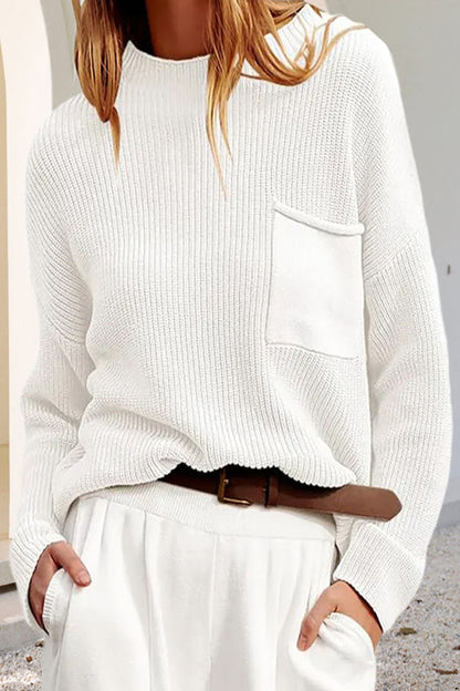 Pull Hiver En Maille Avec Poche Pour Femme | Manches Longues