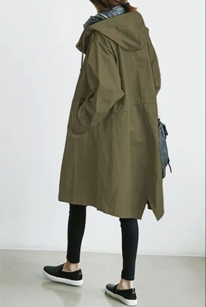 Veste De Pluie Longue À Capuche Pour Femmes | Fermeture À Boutons
