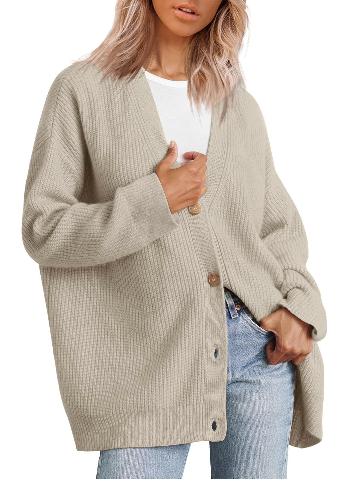 Cardigan Oversize Décontracté À Boutons Pour Femme | Hiver