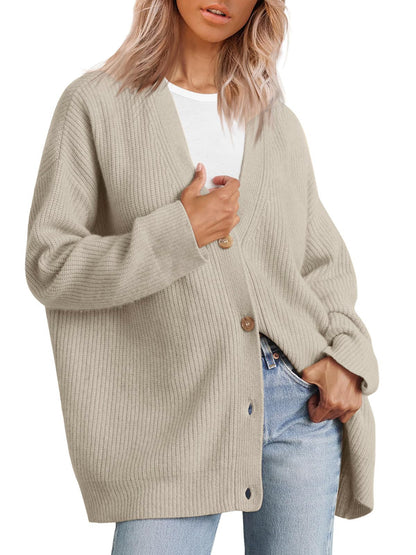 Cardigan Rayé À Col En V Pour Femme | Oversize