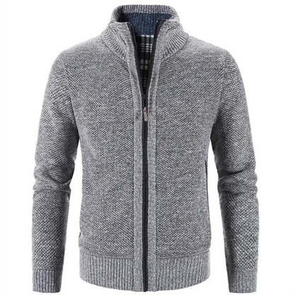 Cardigan Zippé Classique En Maille Pour Homme | Col Montant