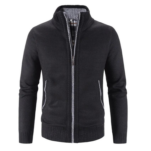 Cardigan Zippé Classique En Maille Pour Homme | Col Montant