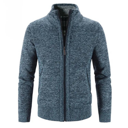 Cardigan Zippé Classique En Maille Pour Homme | Col Montant