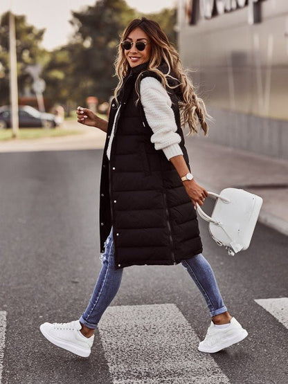 Gilet Long À Capuche Pour Femme | Sans Manches
