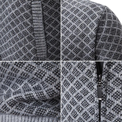 Pull Tricoté À Motif Losanges Pour Homme | Manches Longues