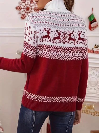Pull Col Roulé Femme – Confort Doux et Style Festif Hivernal 2