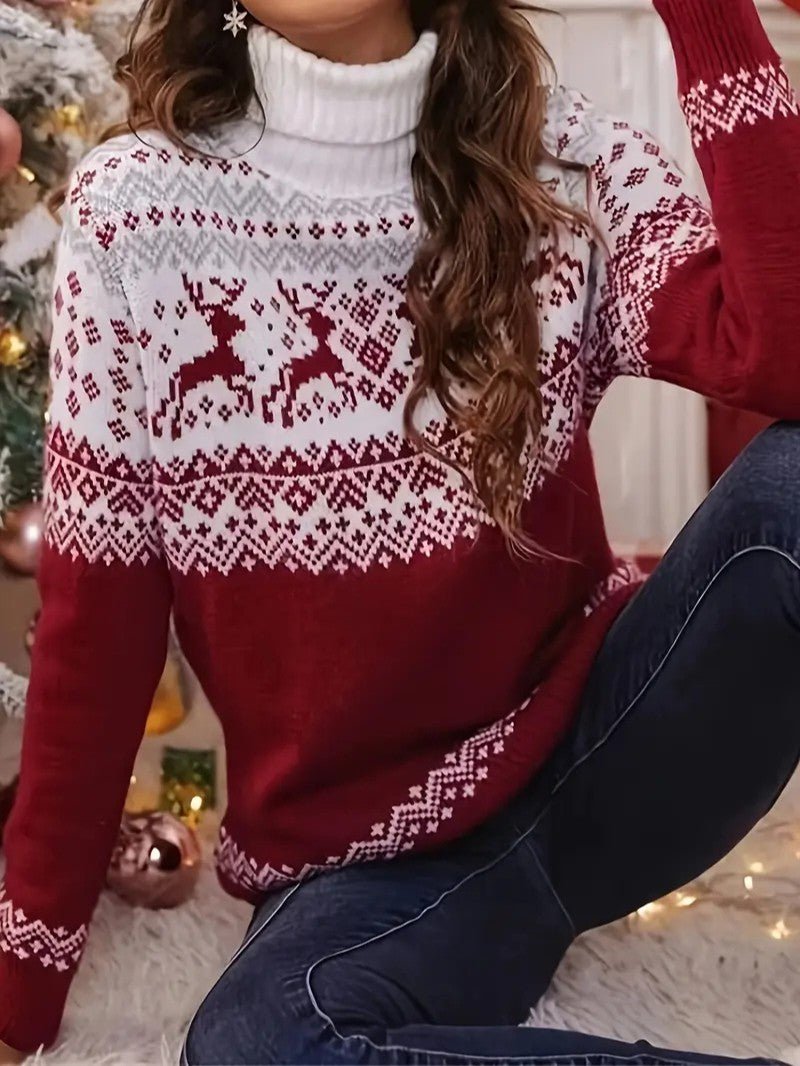 Pull Col Roulé Femme – Confort Doux et Style Festif Hivernal 4