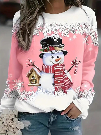 Pull de Noël Femme - Confort Doux avec Imprimé Bonhomme de Neige 1