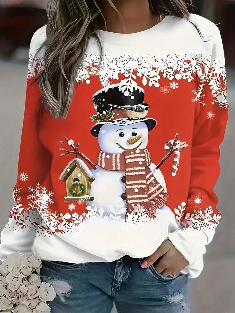 Pull de Noël Femme - Confort Doux avec Imprimé Bonhomme de Neige 11