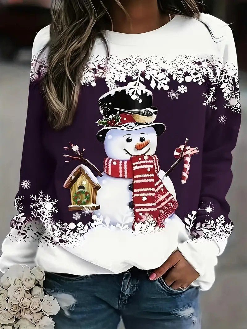 Pull de Noël Femme - Confort Doux avec Imprimé Bonhomme de Neige 14