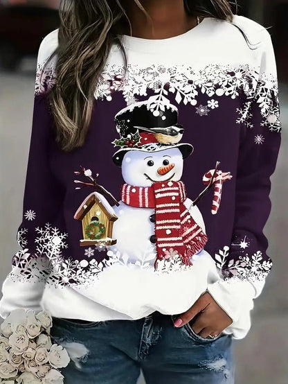 Pull de Noël Femme - Confort Doux avec Imprimé Bonhomme de Neige 14