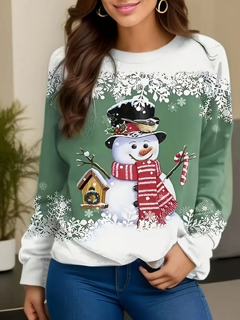 Pull de Noël Femme - Confort Doux avec Imprimé Bonhomme de Neige 4