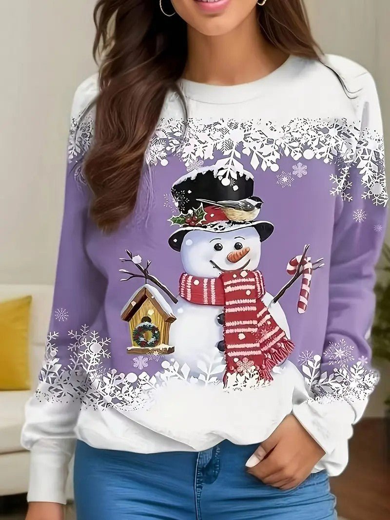 Pull de Noël Femme - Confort Doux avec Imprimé Bonhomme de Neige 7