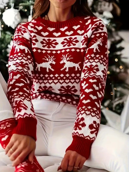 Pull de Noël Femme – Confort Élevé avec Motif Rennes Festif 0