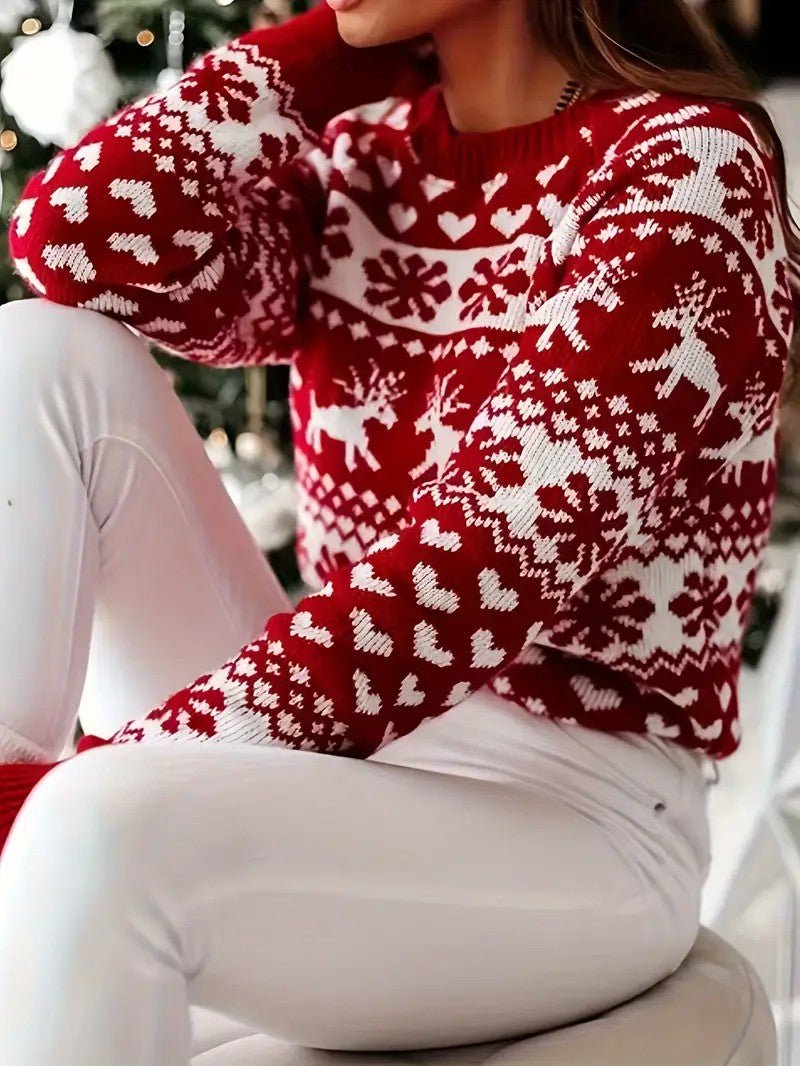 Pull de Noël Femme – Confort Élevé avec Motif Rennes Festif 1