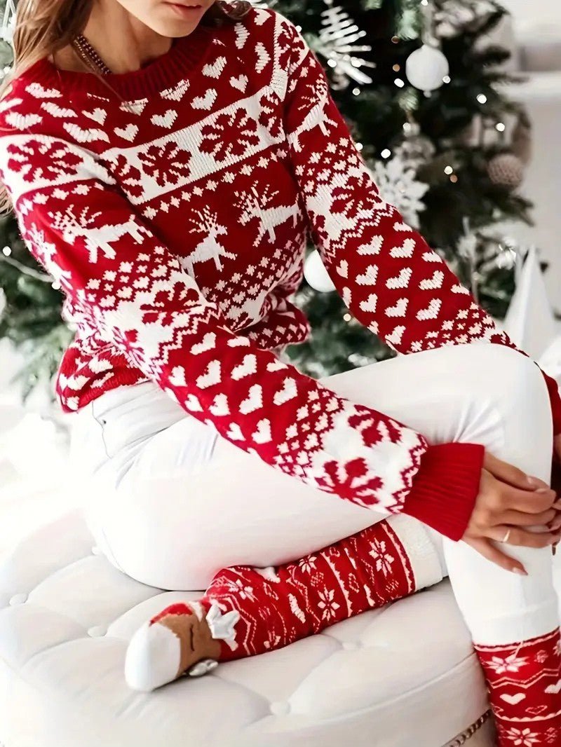 Pull de Noël Femme – Confort Élevé avec Motif Rennes Festif 2