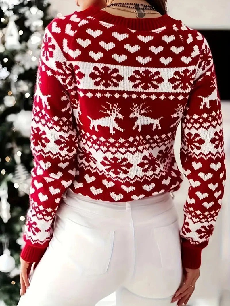 Pull de Noël Femme – Confort Élevé avec Motif Rennes Festif 3