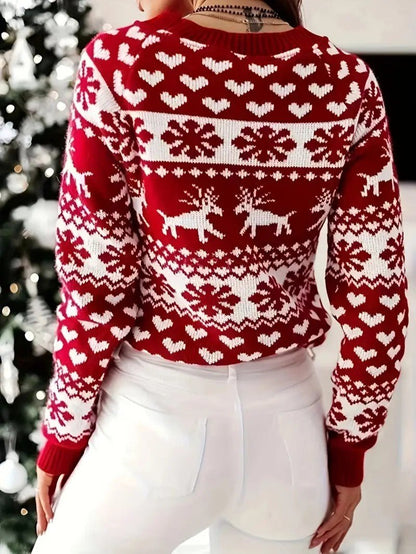 Pull de Noël Femme – Confort Élevé avec Motif Rennes Festif 3
