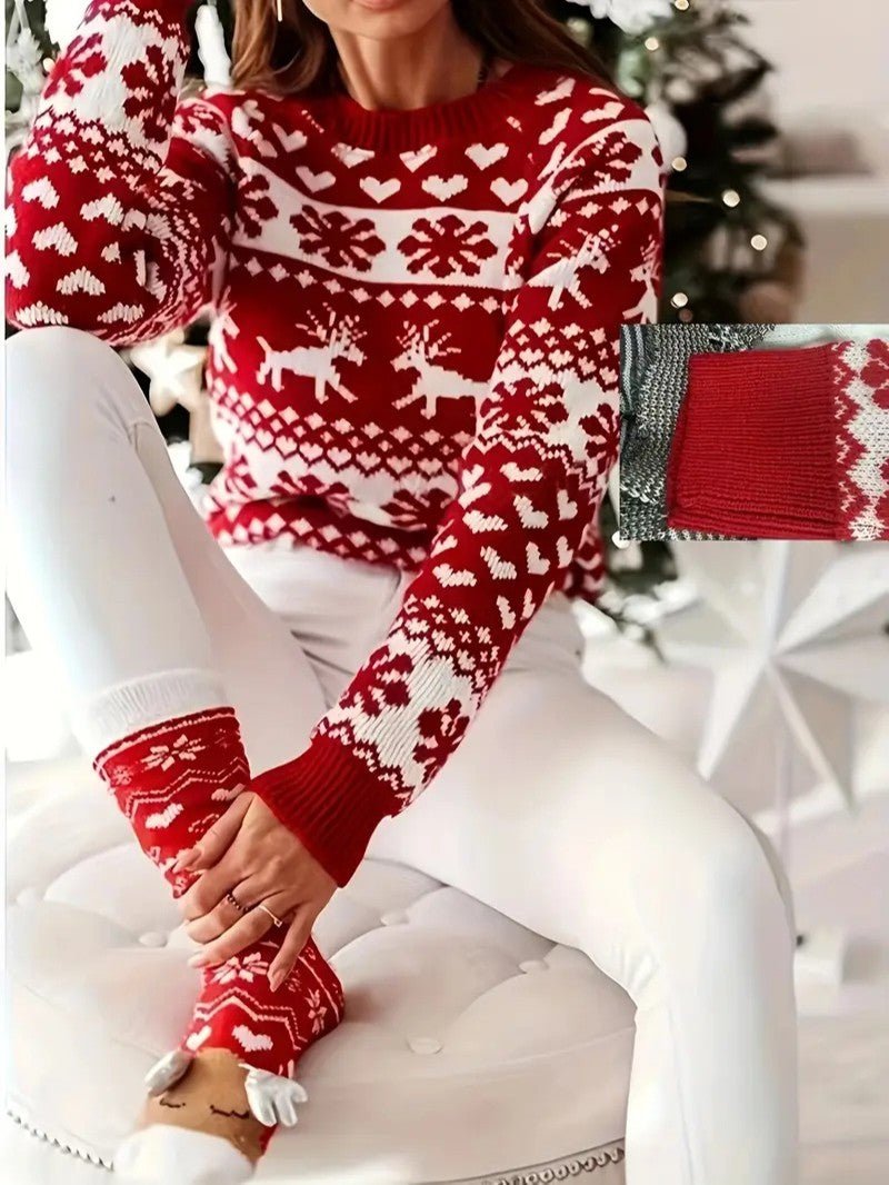 Pull de Noël Femme – Confort Élevé avec Motif Rennes Festif 4