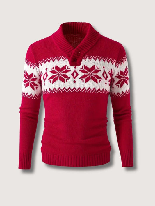 Pull de Noël Homme – Confort Vintage avec Motif Flocon 0