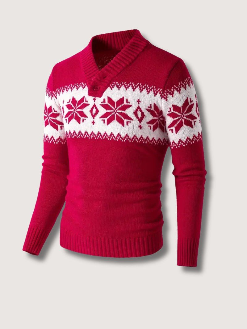 Pull de Noël Homme – Confort Vintage avec Motif Flocon 1