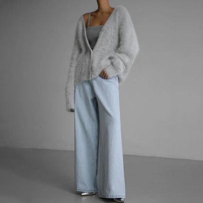 Cardigan D'hiver Oversize En Cachemire À Col En V Pour Femme | Manches Longues