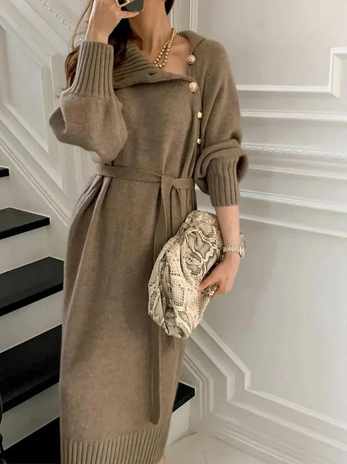 Robe Pull Asymétrique Pour Femme | Boutonnée
