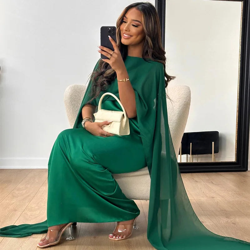 Robe De Soirée Pour Femme À Manches Cape | Maxi
