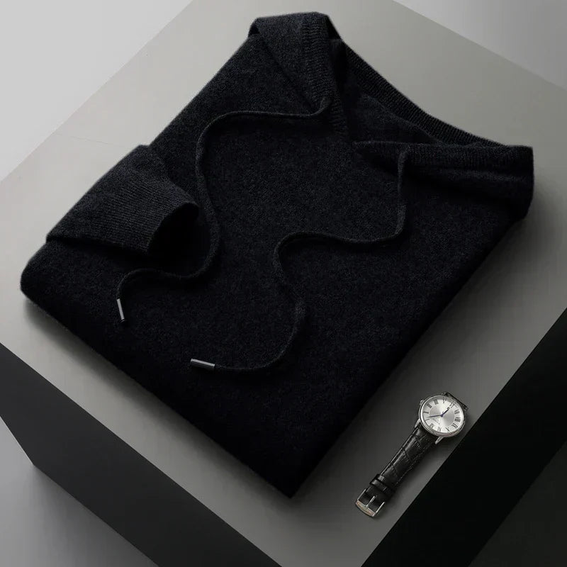 Sweat À Capuche À Manches Longues En Cachemire Uni Pour Homme | Hiver