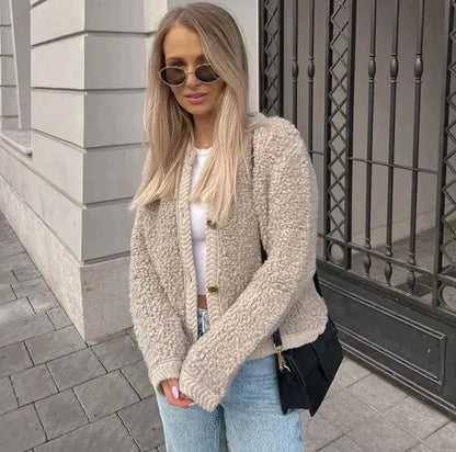 Cardigan Court À Boutons Dorés Pour Femme | Hiver