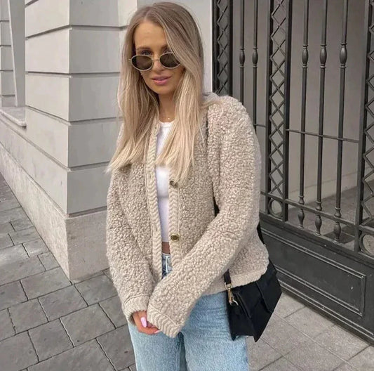 Cardigan Court À Boutons Dorés Pour Femme | Hiver