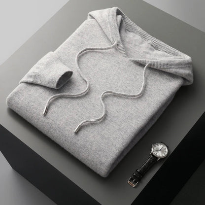 Sweat À Capuche À Manches Longues En Cachemire Uni Pour Homme | Hiver