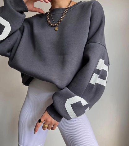 Sweat À Capuche Oversize À Col Rond Pour Femme | Manches Longues